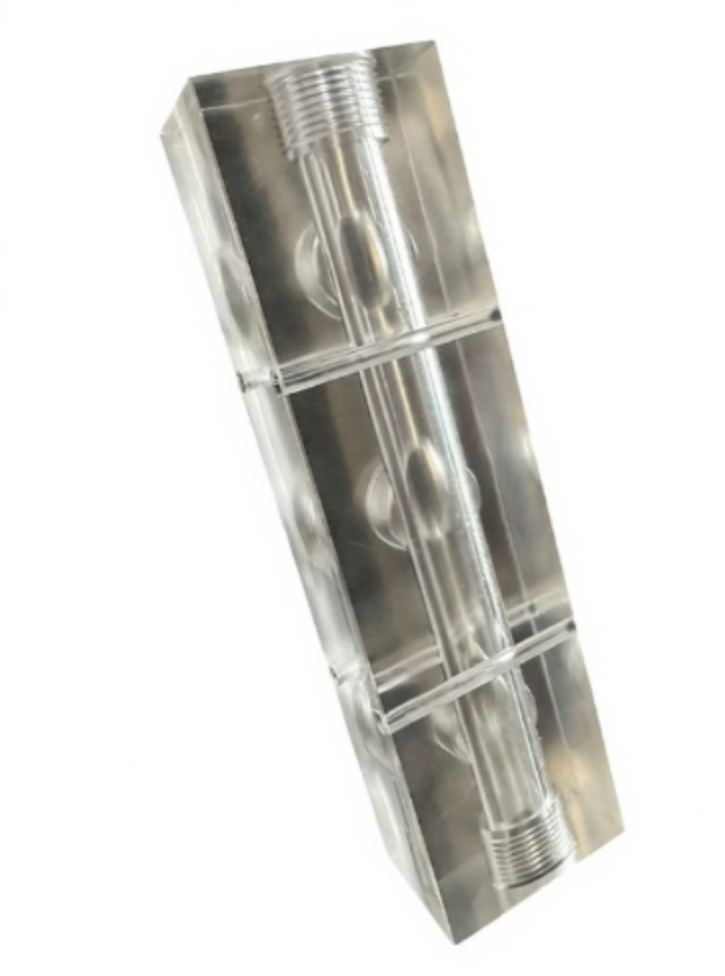 3 Port Softwash Manifold Block – Clear Polypropylene Chemical-Resistant