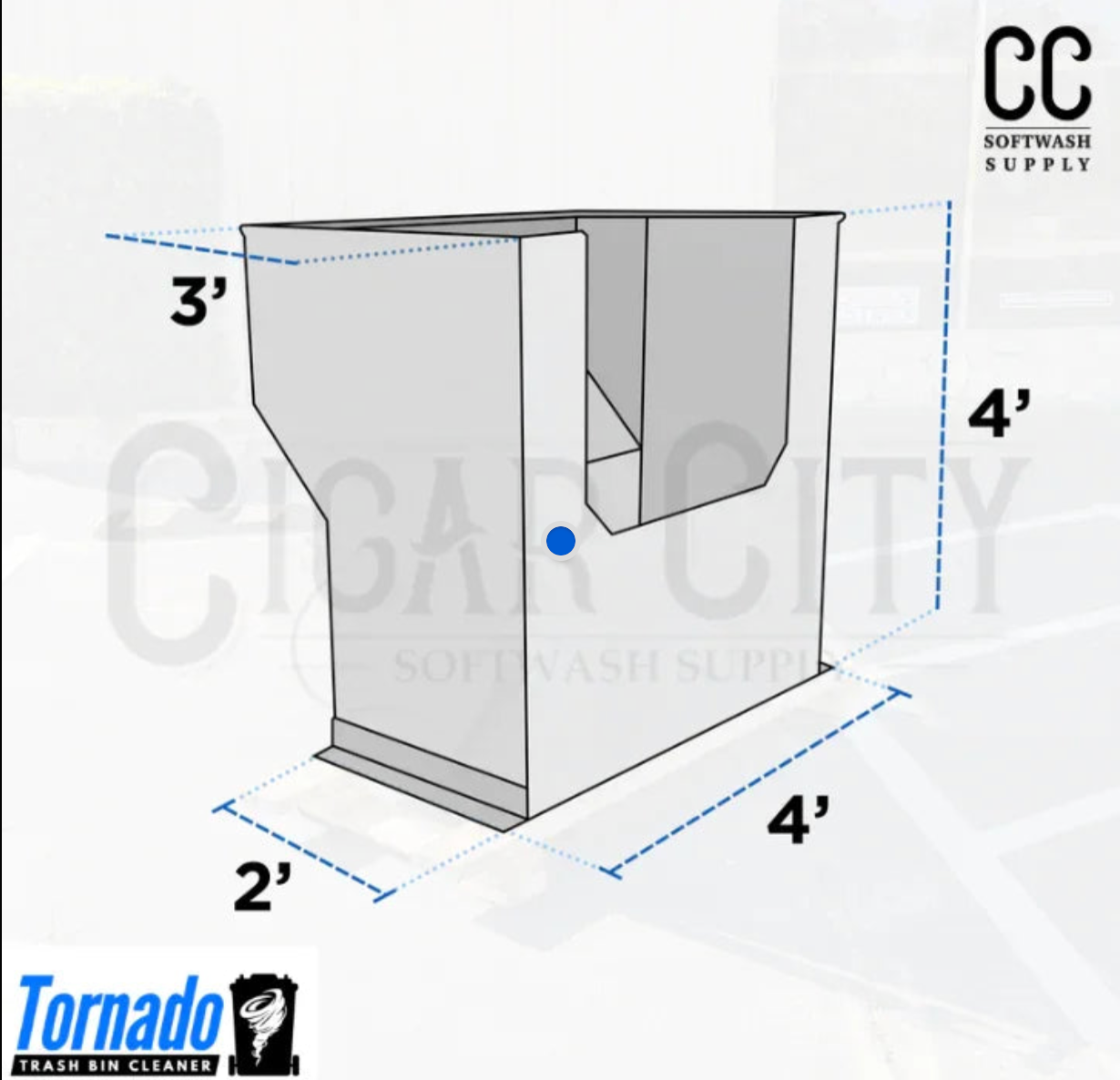Tornado Trash Bin Cleaner – High-Pressure Dual Nozzle Cleaning System for Trash & Recycling Bins