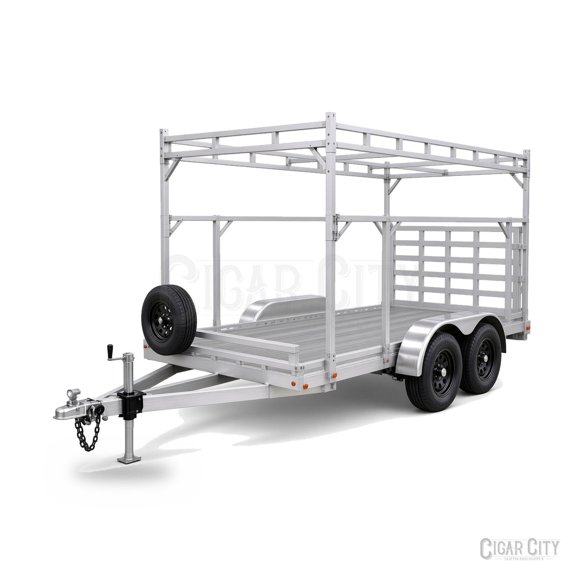 Rendering - actual build may vary - 6x14 tandem axle trailer with ramp, front